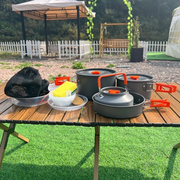 出口欧洲四件套装户外野营餐饮用品带配件带收纳袋