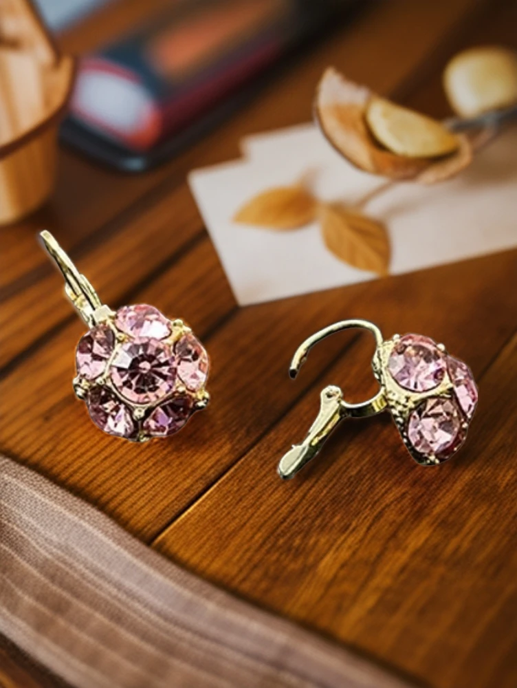 铜合金耳饰 紫气东来轻奢气质耳扣时尚精致爆款百搭满钻小众耳钉6