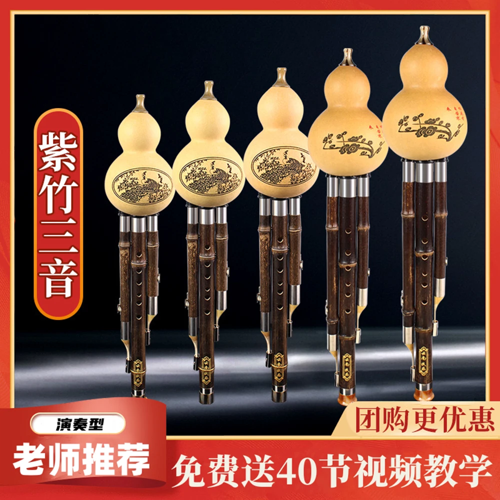 紫竹三音葫芦丝C调降B调成人G调F调初学者小学生儿童自学演奏乐器