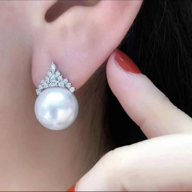 铜合金仿珍珠耳饰 【fox专属】轻奢时尚精致16mm冰雪女王耳饰王妃款