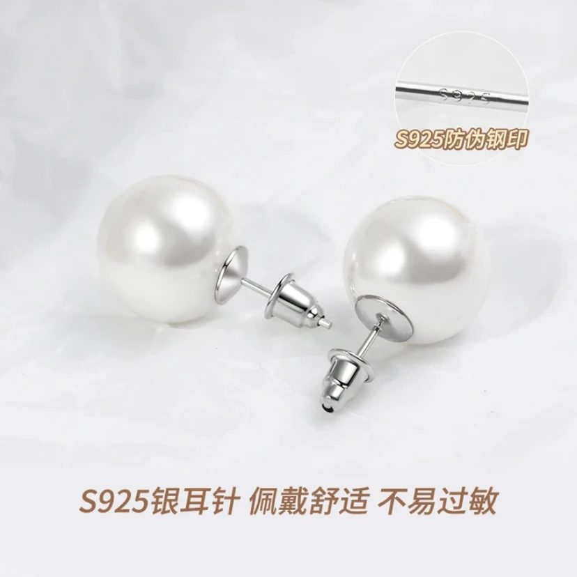 非金属仿珍珠耳饰 S925银针优雅气质小灯泡仿珍珠耳钉防过敏