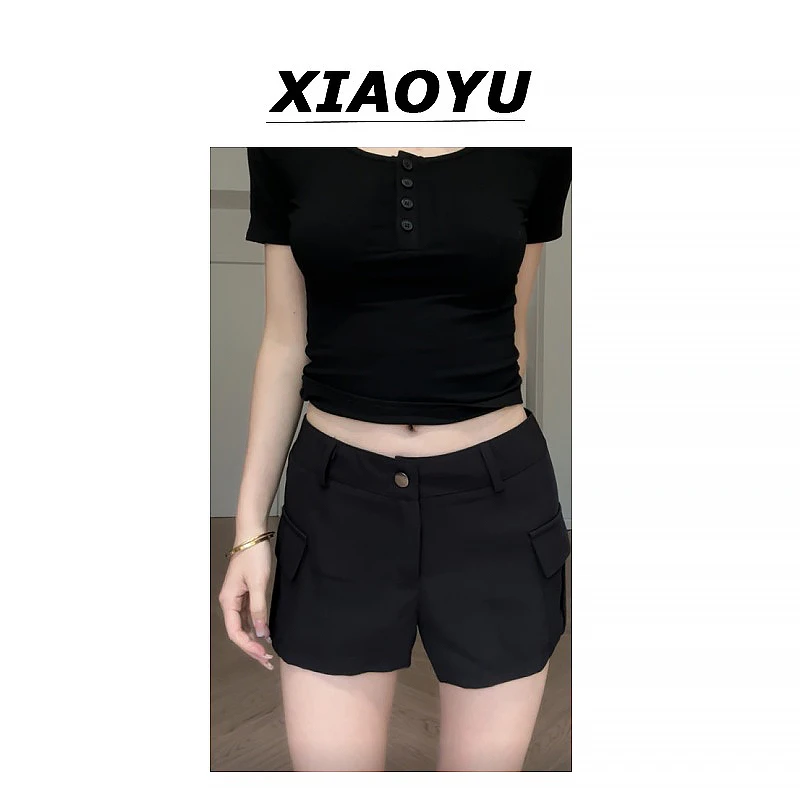 小鱼【女团裤】辣妹直筒中腰工装裤女夏百搭时尚显瘦休闲短裤