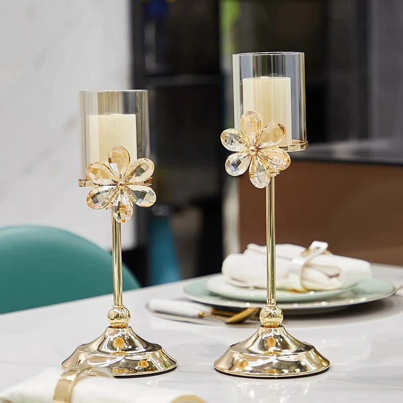 汇芙轻奢ins风酒柜餐边柜氛围感家居软装搭配水晶花瓣烛台