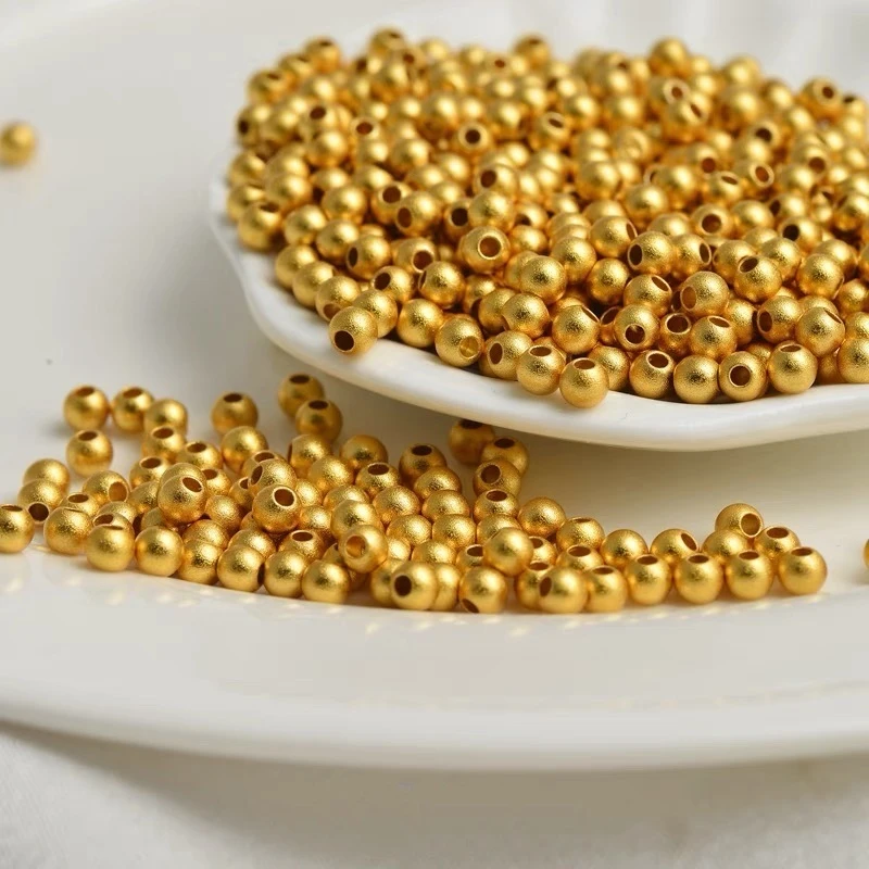 直播-沙金珠子 3M4M5MDIY手串珠子铜度沙金高保色