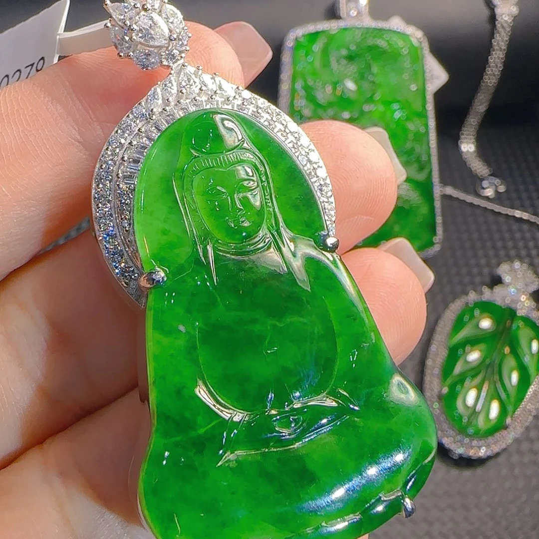 翡翠吊坠(不含链)银S925镶嵌