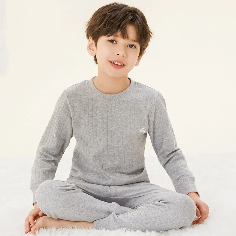 儿童内衣套装男童纯棉秋衣秋裤小孩棉毛衫女大童纯色线衣秋冬打底