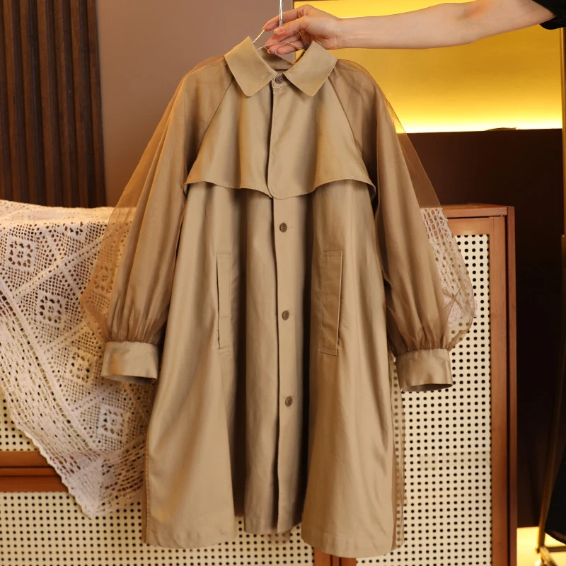 简女童秋装外套2025年秋季儿童网纱中长款风衣韩版女孩中大童外套