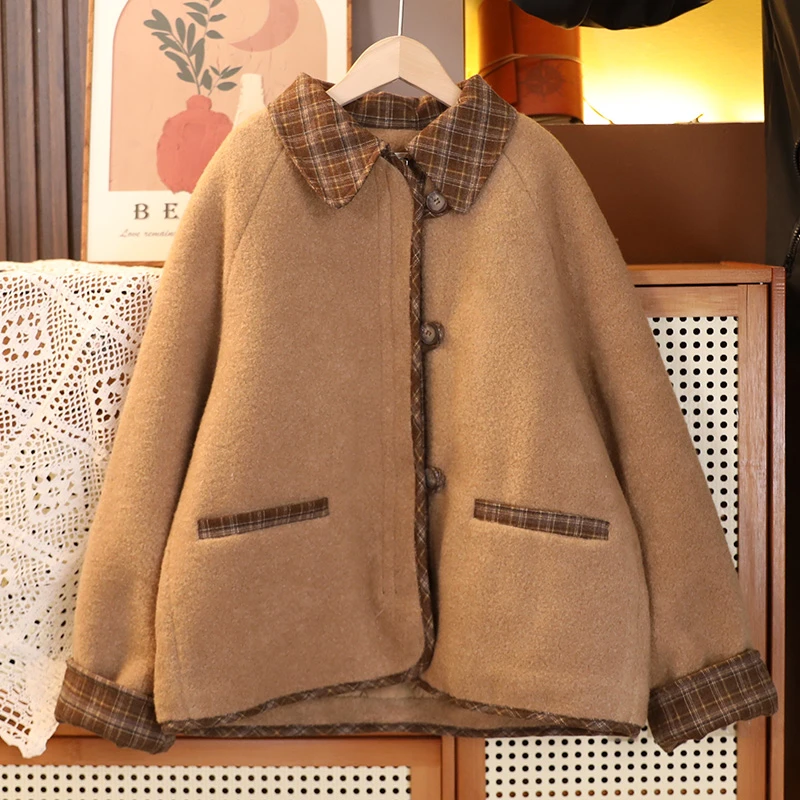 简女童外套2025年秋冬季洋气小女孩儿童加厚呢子夹棉外套