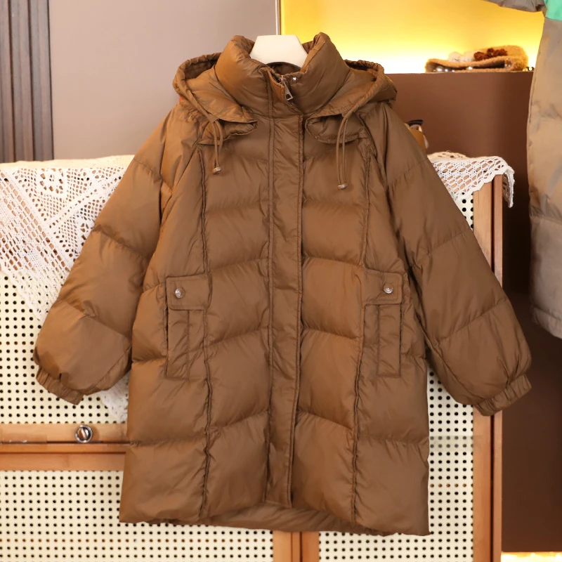 女童羽绒服中长款2025年新款小孩洋气冬装中大童儿童加厚外套