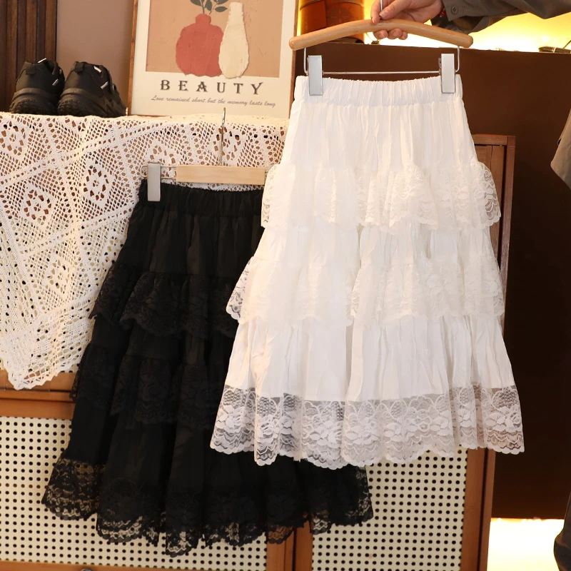 简女童秋季半身裙2024年秋季洋气儿童半身蕾丝秋装小女孩百搭裙子