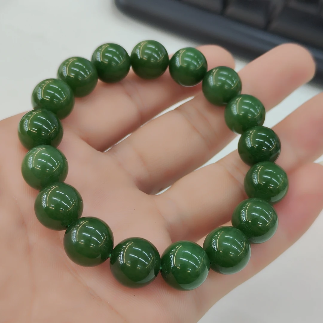 和田玉碧玉辣绿手串