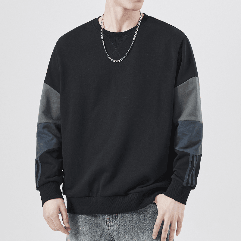 JEEP吉普美式潮牌圆领卫衣男秋冬季复古宽松大码拼接加绒上衣男款