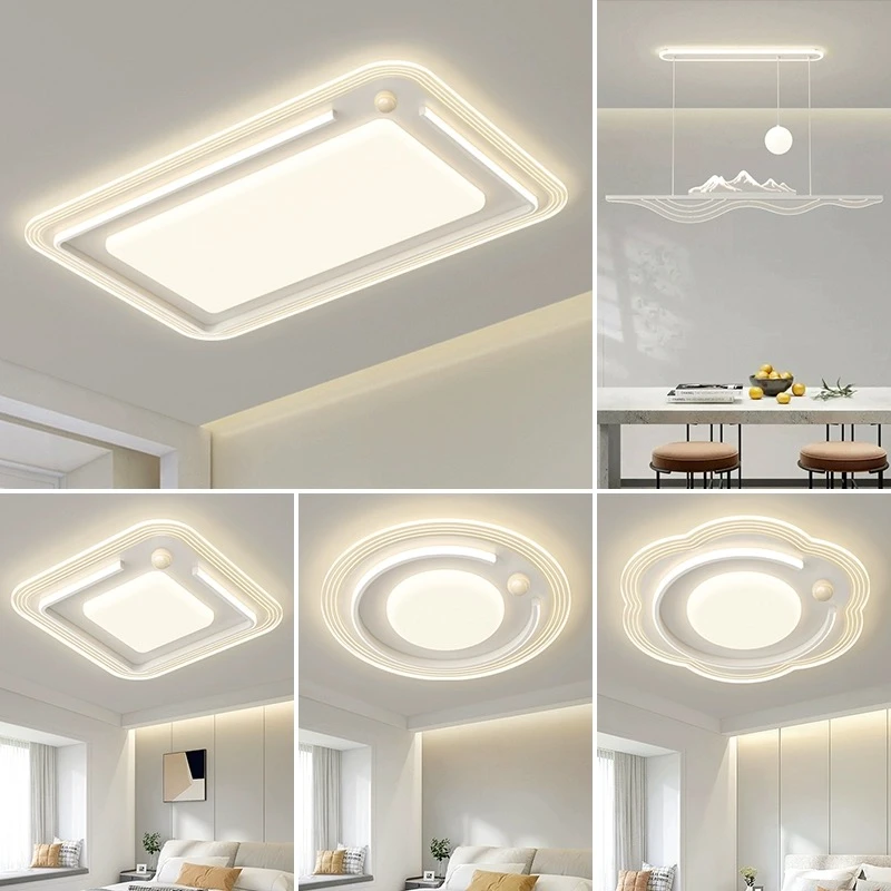 客厅主灯2024新款大厅灯现代简约长方形奶油风吸顶灯中山套餐灯具