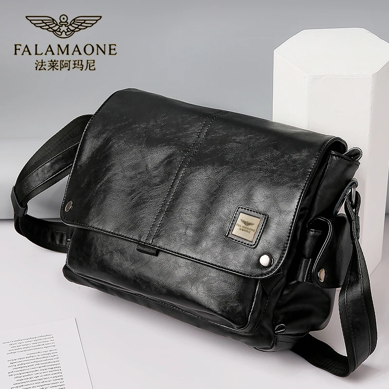 FALAMAONE.法莱阿玛尼正品男高档品牌牛皮单肩斜挎包2023新款背包