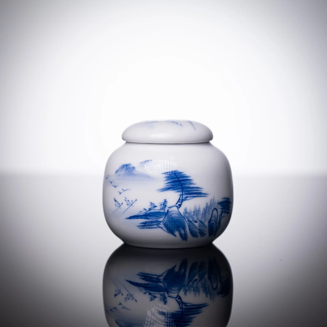 【瓷见如故】山水密封茶叶罐  th16