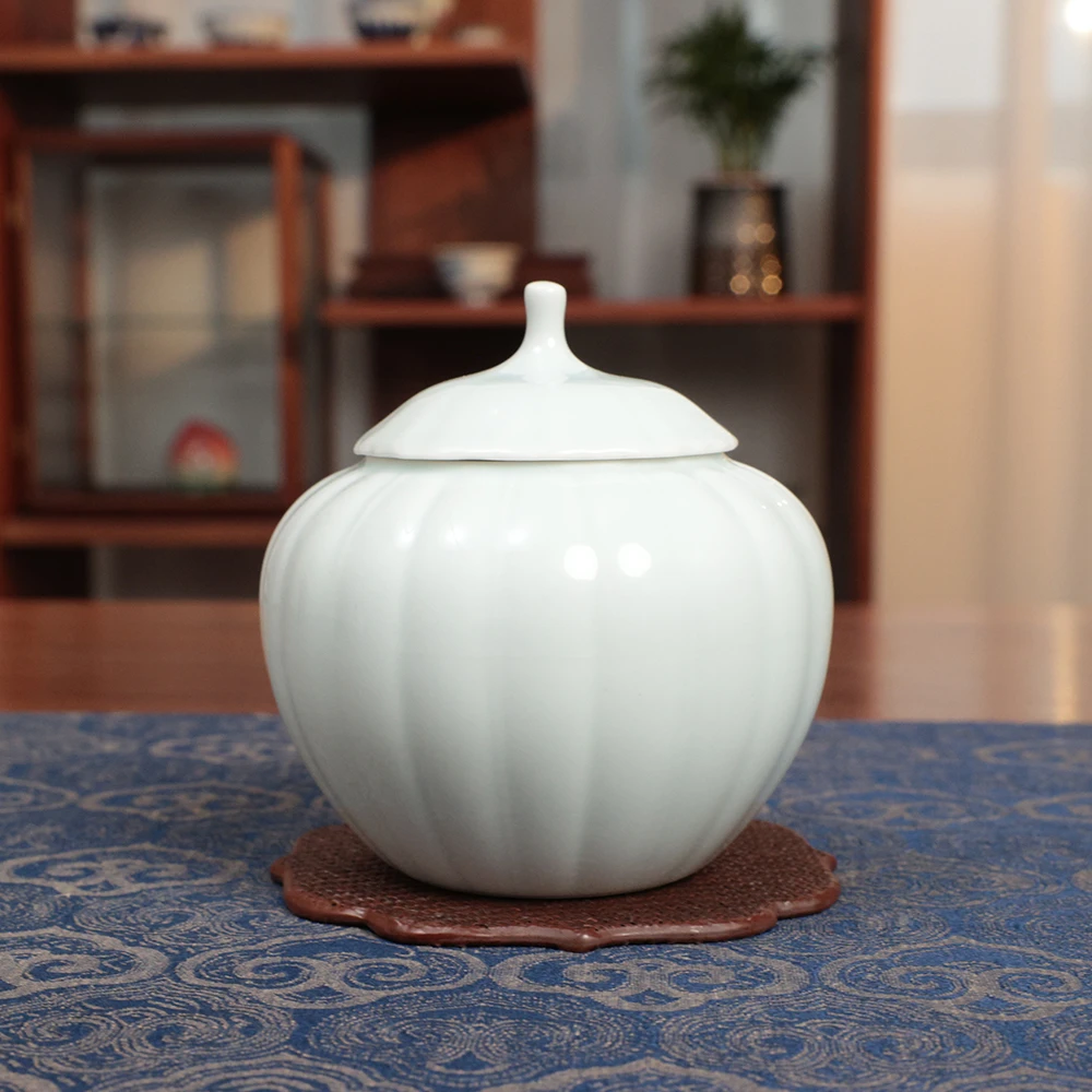 【瓷见如故】粉青葵花茶叶罐  th176