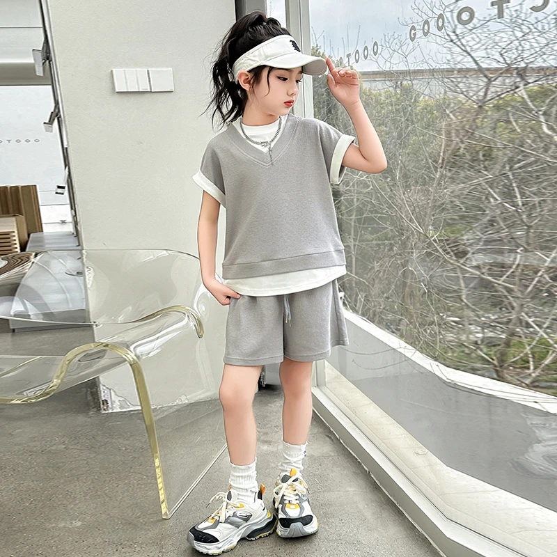 女童夏装运动套装6-12岁15岁女儿童洋气时尚夏款中大童夏季两件套