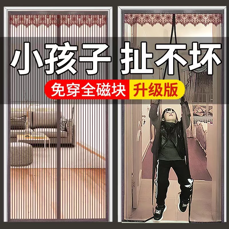 夏季防蚊门帘全磁铁磁性纱门门帘免打孔磁吸纱窗夏季门帘卧室家用