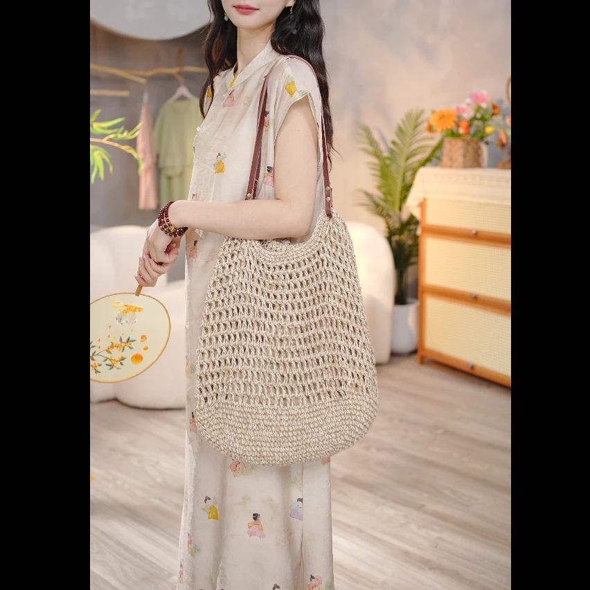 1811 亚麻手工编织包包