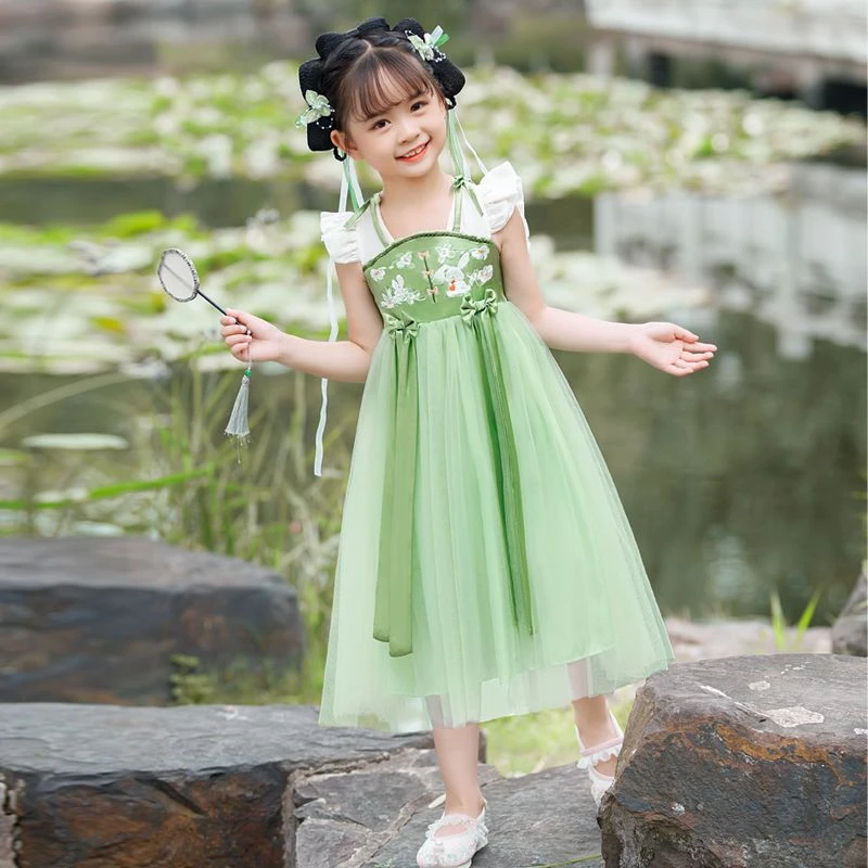 女童小童古风古装超仙气襦裙夏季童装薄款连衣裙中小女孩公主裙子