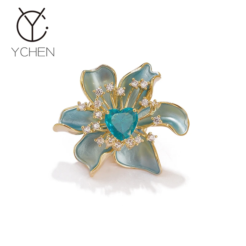 水晶百合花磁吸扣胸针女气质高级精致别针