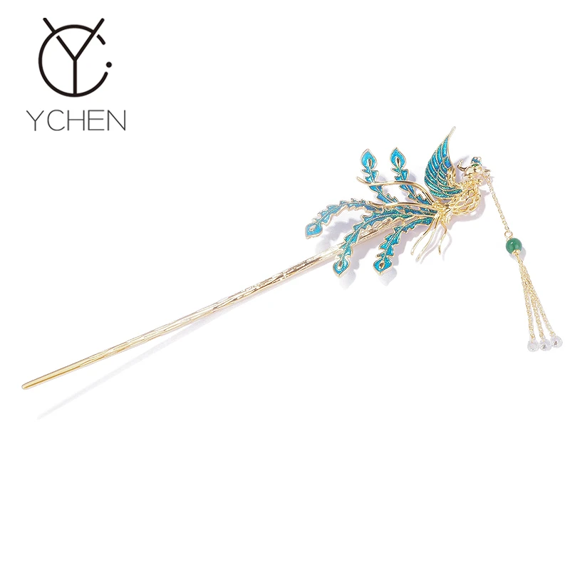 高级感国潮民族风凤凰发簪新中式流苏旗袍汉服簪子发钗