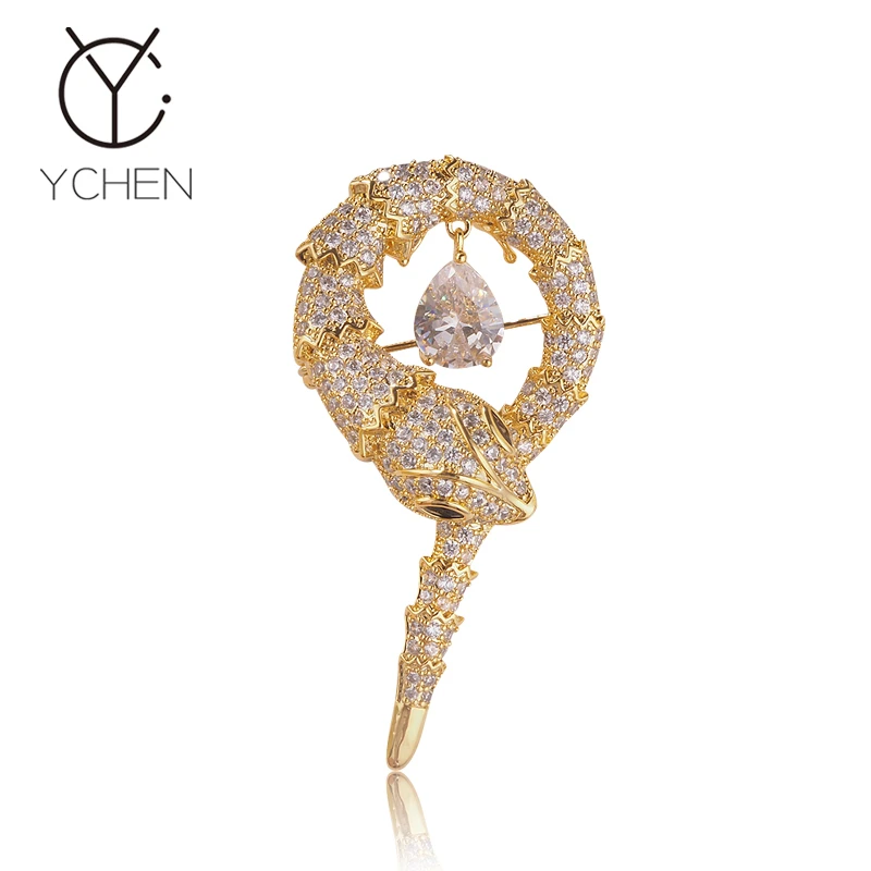 铜合金锆石胸针 长生水晶生肖灵蛇胸针精致西装配饰别针生日礼物