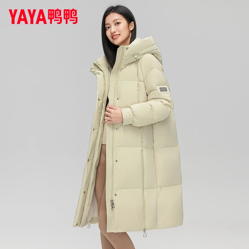 鸭鸭（YAYA）羽绒服女长款2024年冬季新款时尚百搭连帽保暖外套