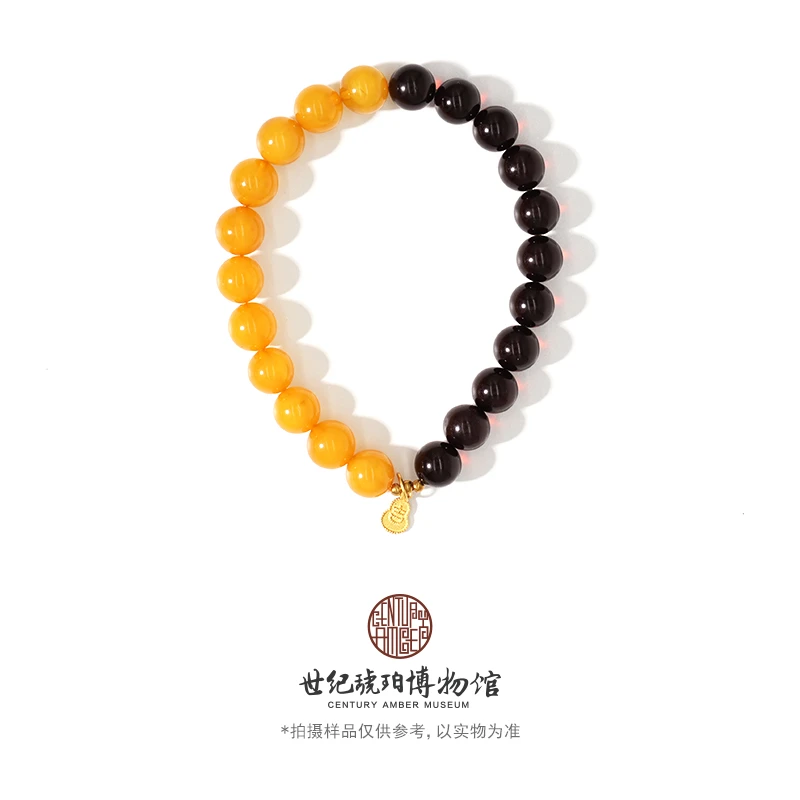 世纪琥珀博物馆琥珀蜜蜡血珀手工DIY圆珠琥珀手串女款-05000020