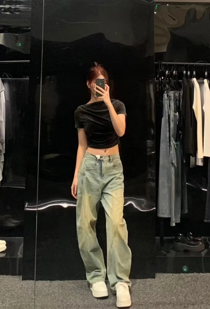 【lunan】Ann弯刀牛仔裤