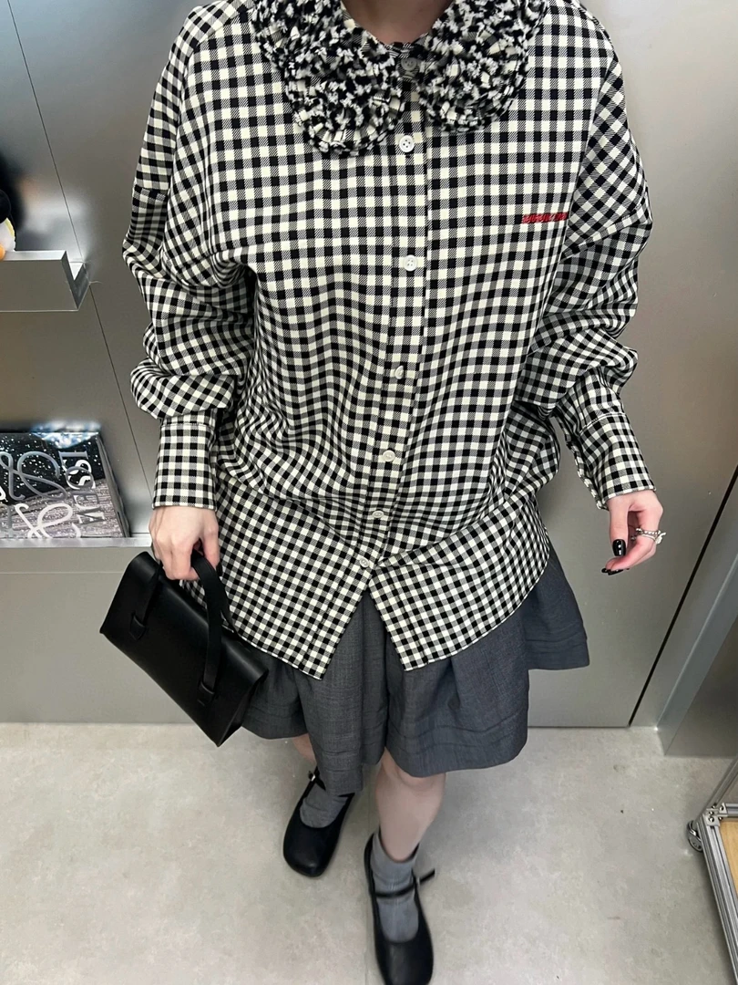 【lunan】sst花朵领衬衫