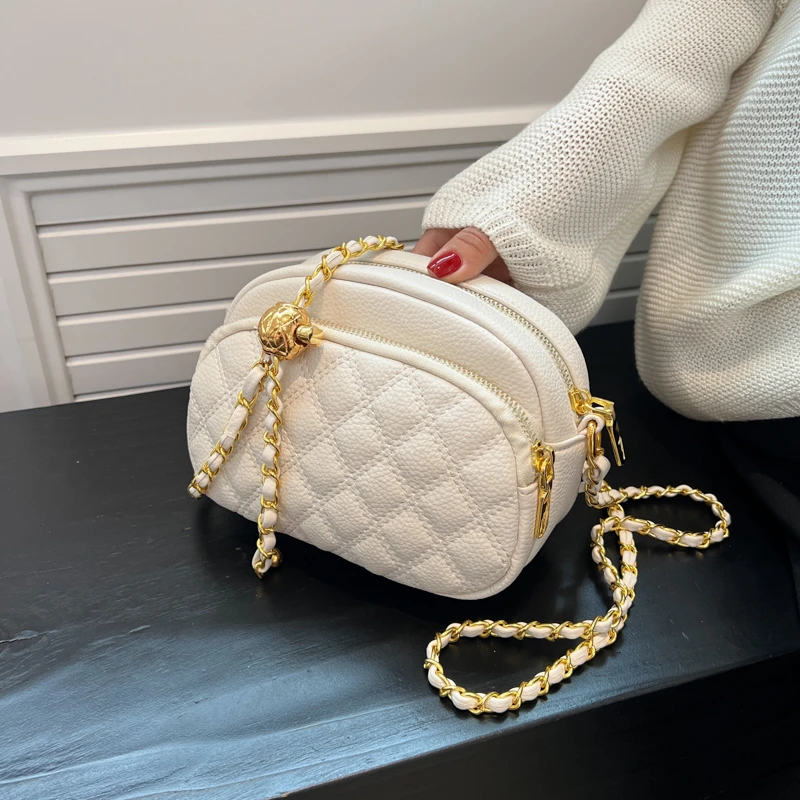 丰赚春季新款小包包大空间休闲时尚简约单肩斜跨手提韩版女包菱格