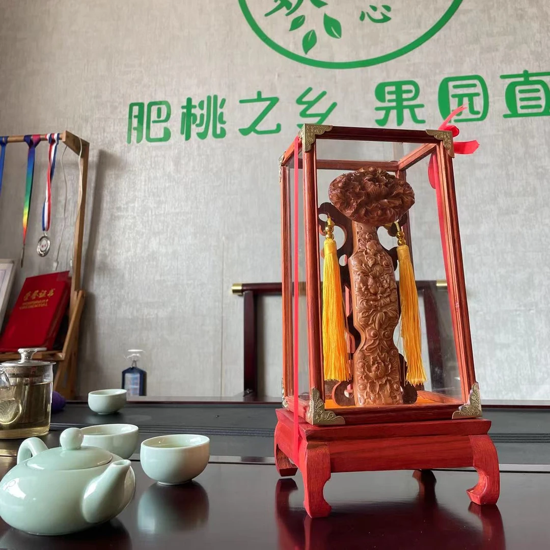 总高30c 泰山桃木木雕工艺品摆件 小号立式桃木如意