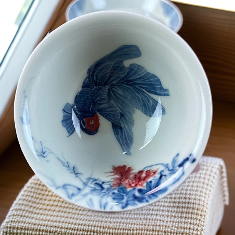 晓月庐（林月红）紫藤金鱼小高足杯