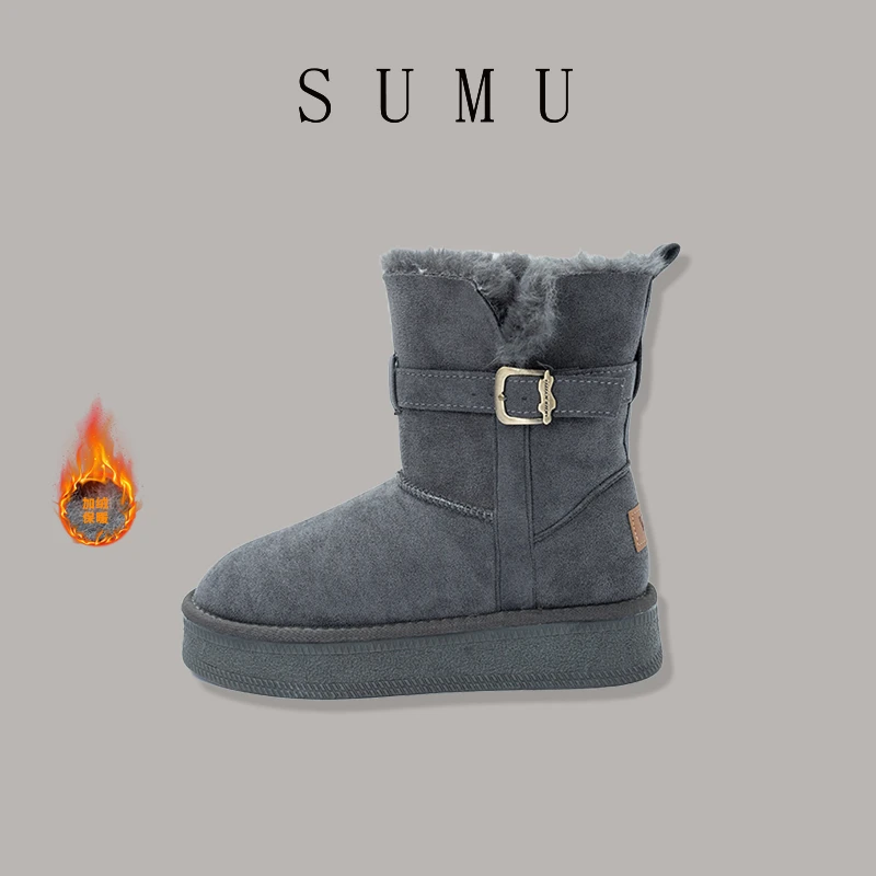 宿慕SUMU 女士雪地靴12-1冬季2024新款时尚休闲百搭雪地靴C8702H