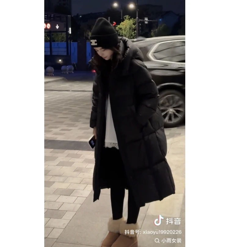 宿慕SUMU 女款保暖连帽鹅绒服11-29冬款2024新款长款鹅绒服C5304J