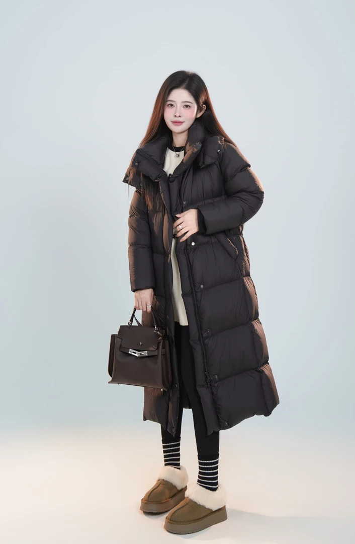 宿慕SUMU 女款长款鹅绒服 12-6冬季2024新款时尚百搭鹅绒服A1607O