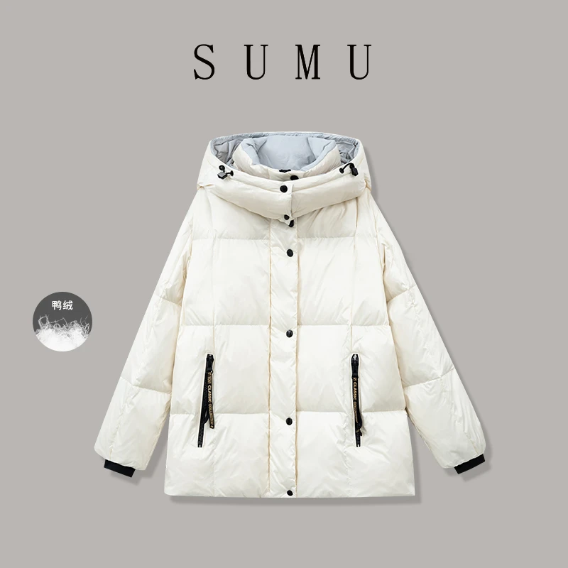 宿慕SUMU 女款连帽羽绒服12-13冬季2024女款时尚休闲羽绒服H79002