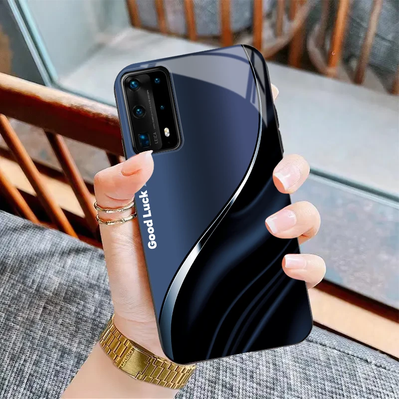 适用华为P40Pro+新款钢化玻璃高档手机壳GOOD高颜值潮牌防摔保护