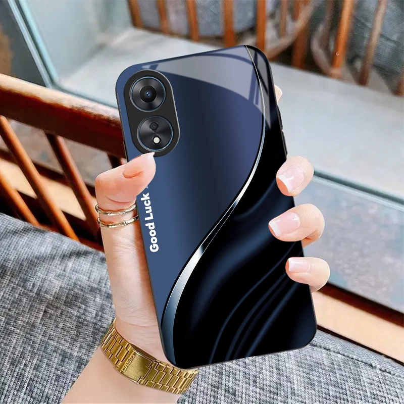 适用OPPO A58新款钢化玻璃高档手机壳GOOD高颜值潮牌防摔保护套