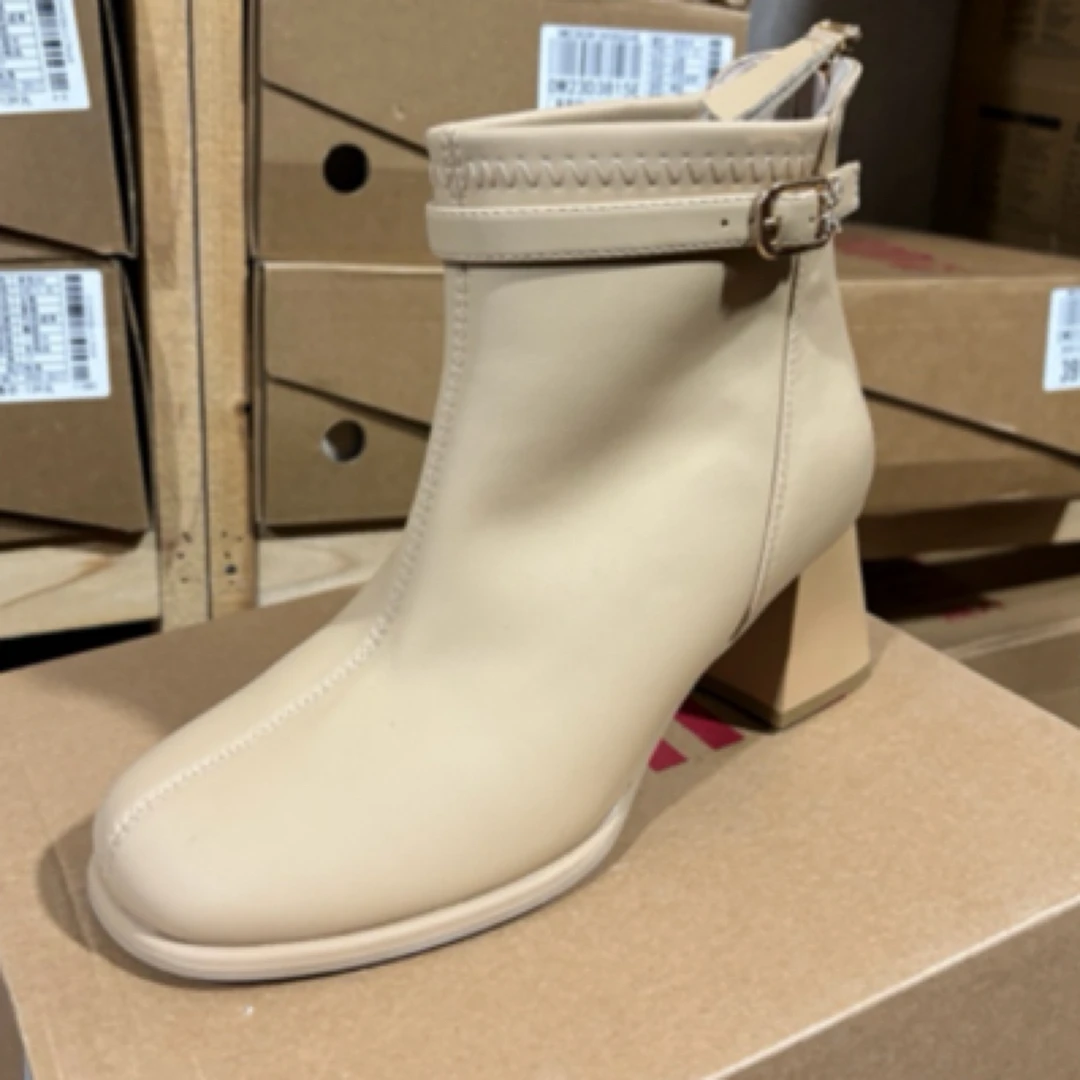 冬季1033加绒粗跟时尚短靴女23D