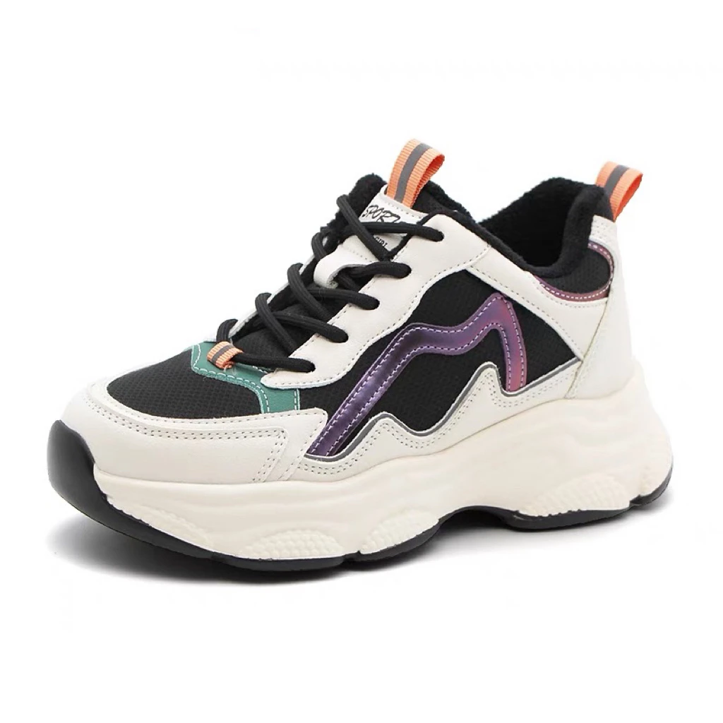 冬季1902加绒时尚休闲中跟平底老爹鞋女23D