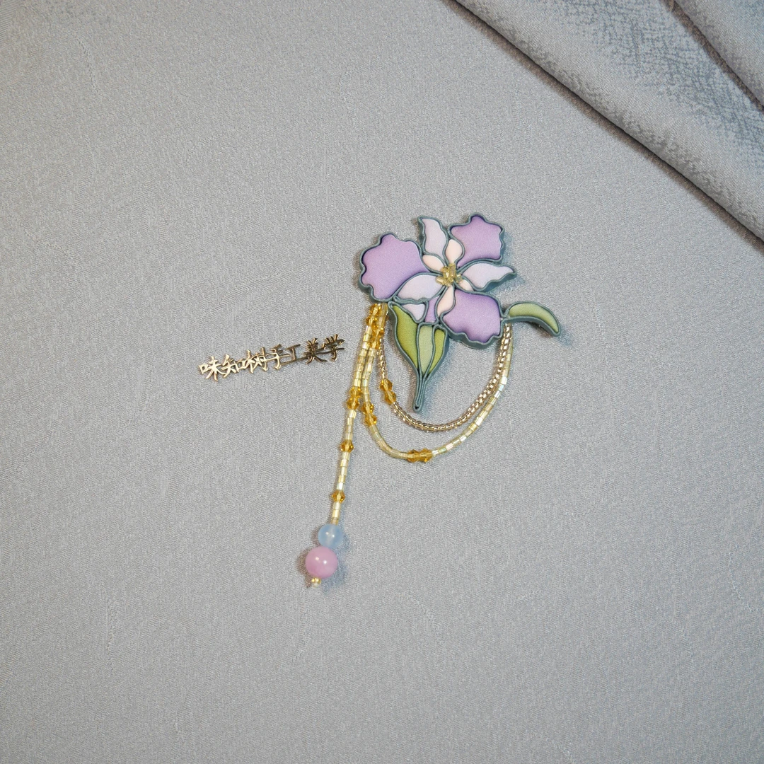 布艺国潮汉服【鸢尾花】盘扣填花嵌芯中国风配饰手工制作