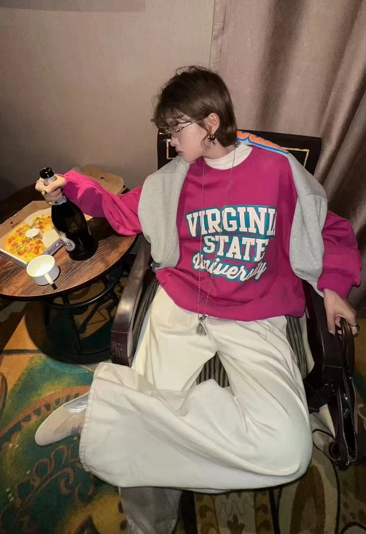 黑店女装39码-99码秋季韩版长袖卫衣时尚百搭女款休闲