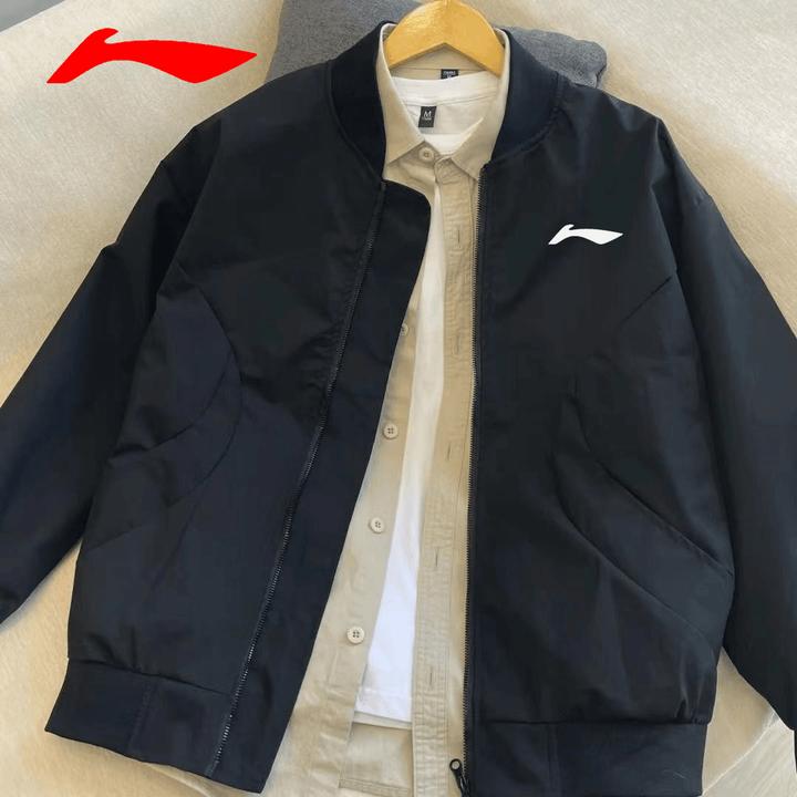 李宁飞电新款纯色情侣棒球服外套男女春秋潮牌复古休闲飞行员夹克