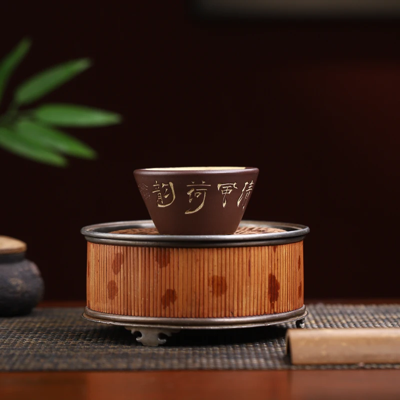 1149 | 宜兴紫砂   九斋《荷花斗笠》全手工粉浆主人杯
