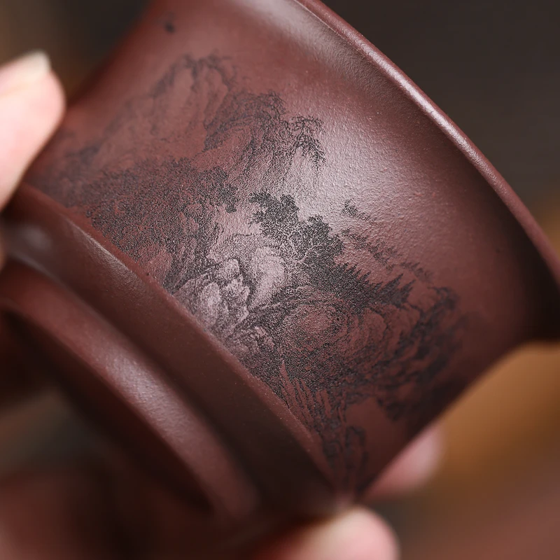 手工杯 | 宜兴紫砂 山水手工杯