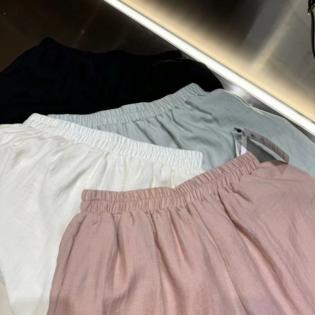 《现货清仓推荐》四色麻麻短裤大码女装夏季薄款显瘦百搭休闲宽松