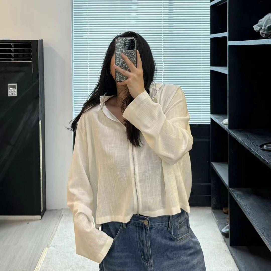 《年底清仓福利》两色麻麻连帽外套大码女装夏季显瘦休闲薄款宽松