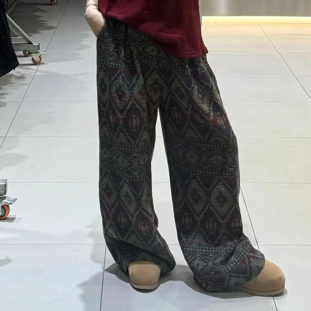 《大韩韩推荐》彩色毛毛裤子大码女装冬季显瘦百搭宽松垂感休闲裤